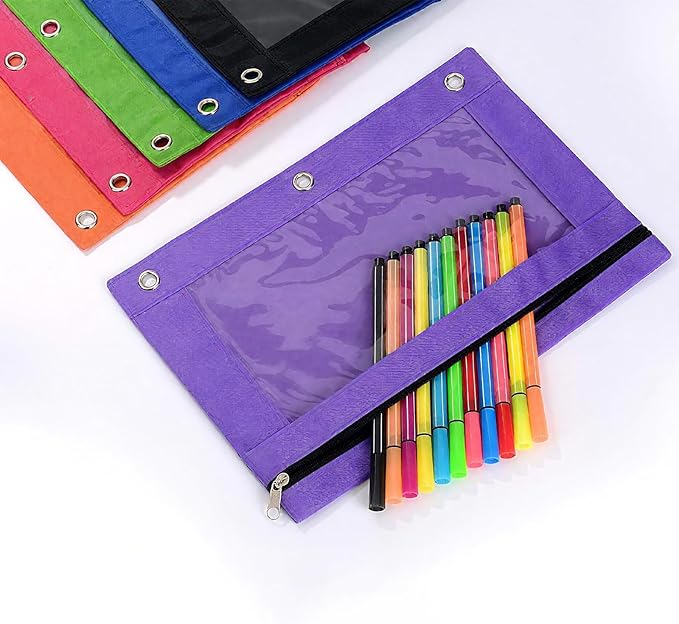 Pencil Pouch 3 Ring, School Supplies Back to School Essentials Kits for Girls Kids Boys Middle Kindergarten 2 Pack