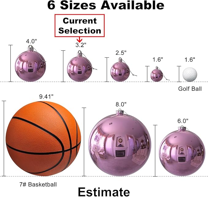 Bubblegun Pink 3.2" Large Christmas Balls - Christmas Tree Decoration Ornaments Shatterproof Hanging Balls for Birthday Halloween Holiday Wedding Decorations Set of 10pcs