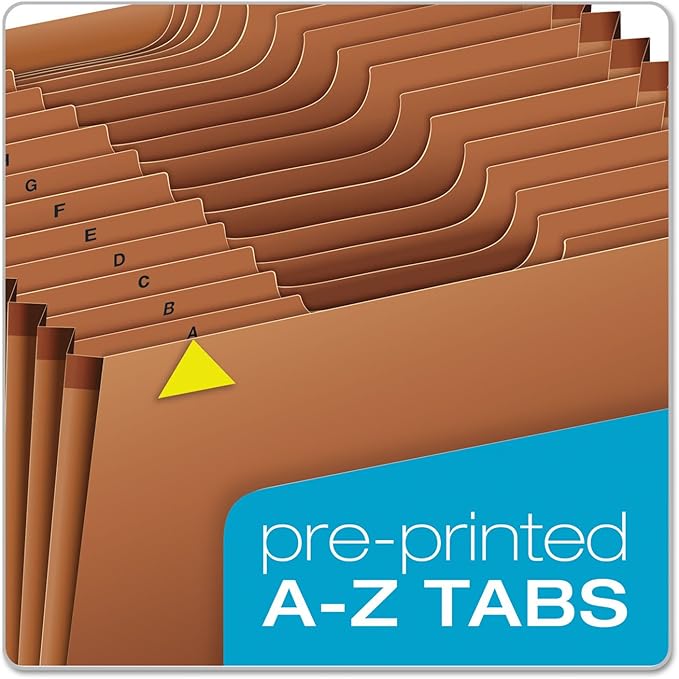 Pendaflex Heavy Duty Expanding File with Extra-Thick Cover, Tyvek Reinforced Edges, 21 Pockets, A–Z Tabs, Elastic Cord Closure, Letter Size (R117ALHD),Brown
