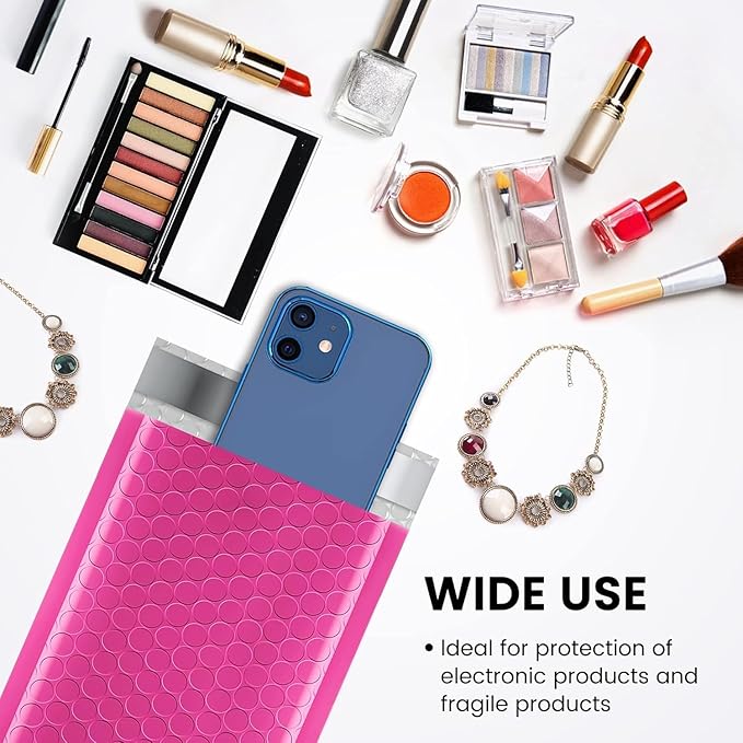 Fuxury Bubble Mailers 4x8" Pink Padded Envelopes 19200 Pack Bulk Strong Adhesion Full Pallet of Padded Mailers Thick Bubble Envelopes for Small Business Mailing Small Items,Jewelry,Makeup