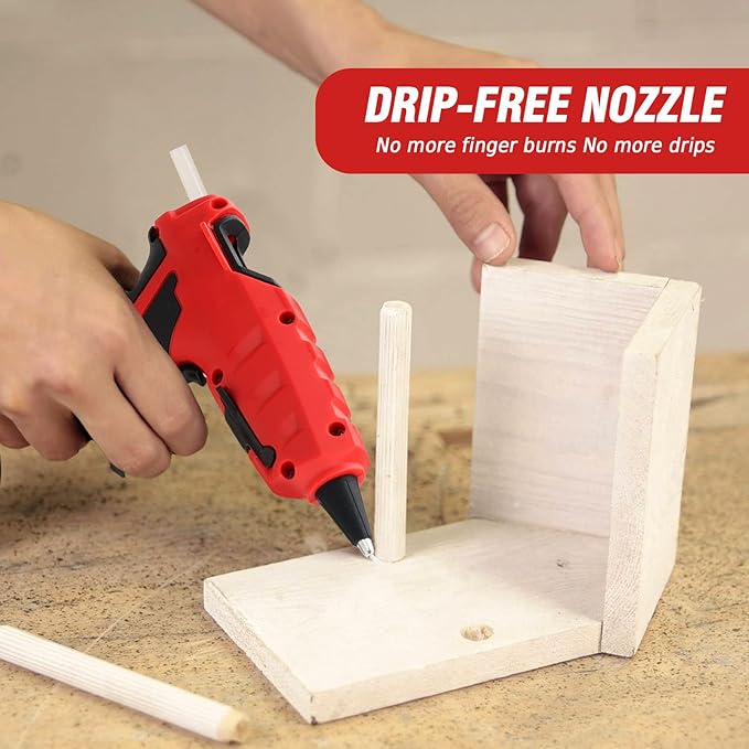 LIVOWALNY Cordless Hot Glue Gun Compatible with Milwaukee 18V Battery, Hot Glue Gun Kit for 18v Tools in Crafting, Wood, PVC, Glass with 30 Pcs 0.27 * 5.9 inch Hot Glue Sticks (Battery Not Included)