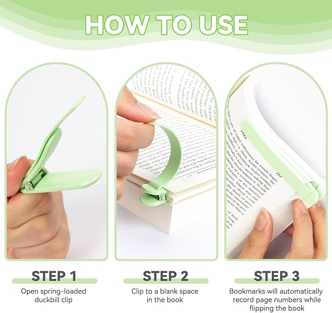 3 PCS Automatic Bookmark, Smart Bookmarks for Women & Men - Silicone Book Markers for Reading Lovers - Gifts & Party Favors