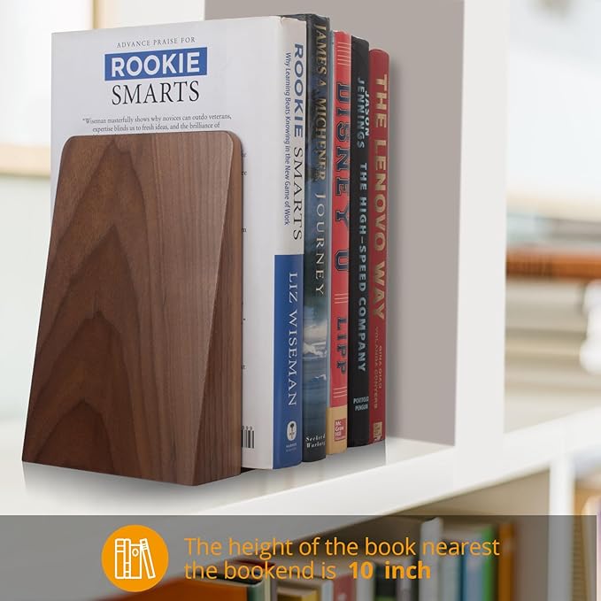 Walnut Book Ends Heavy Duty Handmade Book Ends for Shelves Decorative Bookends to Hold Heavy Books (Black Walnut Wood Large)