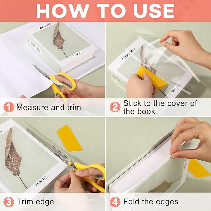 6 Rolls Clear Contact Paper, Plastic Book Covers 13.5 in x 5 ft, Contact Paper peel and stick, Clear Self Adhesive Protective Liner Papers Protector for Crafts Paperback Textbook Hard Covers Documents