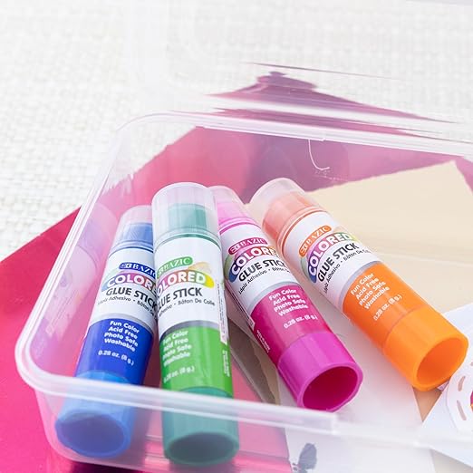 BAZIC Products Washable Colored Glue Stick 8g/0.28 Oz, All Purpose Acid Glue Sticks for Kids Photos Paper Kids at School Home Office (4/Pack), 2-Pack