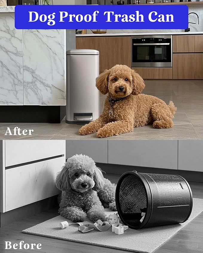 8 Gallon Slim Trash Can with Soft Close Lid, Stainless Steel Trash Can with Removal Inner Bucket, Hand -Free Trash Bin for Kitchen, Office, Laundry, Bathroom, 30 Liter Capacity, Grey