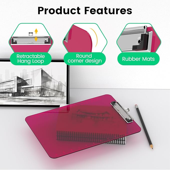 Bulk Clipboards Set of 30, 8.5x11 Plastic Colored Clear Clip Board with Ruler, Suitable for Classroom, Students, Kid, Size 9" x 12.5" with Low Profile Clip, Office & School Supply