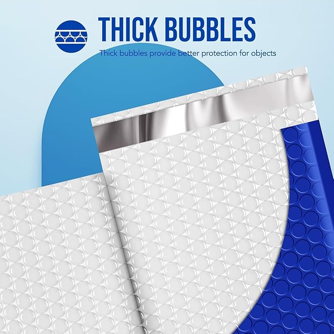 Fuxury Large Bubble Mailers 10.5x16" 500 Pack Royal Blue Self Seal Padded Envelopes Bulk Waterproof Mailing Envelopes Bubble Padded #5 Cushioning Padded Mailers for Small Business Packaging