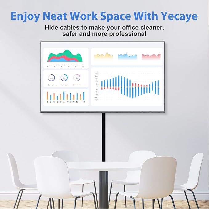 Yecaye Cord Hider, 113in Black Cord Covers for Wires on Wall, One-Cord Cord Organizer, Easy Install Cable Management Kit, Cable Cover Home Office, W0.59in H0.4in, Black