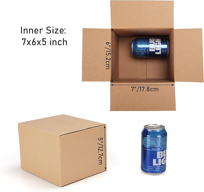 CRUGLA 40 Packs 7x6x5 Shipping Boxes for Small Business, Corrugated Cardboard Boxes Bulk for Shipping Packing Mailing