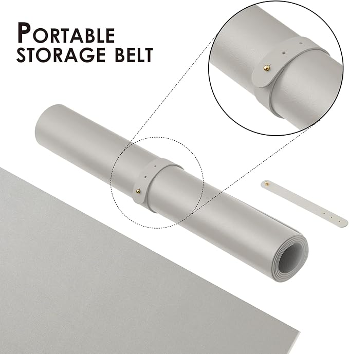 HOMIEAZICOZI Leather Desk Mat - Non-Slip PU Pad for Office and Home Organization Accessories Ideal Large Mouse Mats on Top of Desks (Silver,31.5''x 15.7'') (DPD-Sil-M)