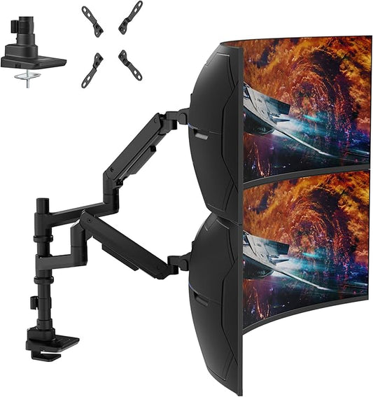 Dual Monitor Arm for 17-49 Inch Ultrawide Screens – Heavy Duty Monitor Arm Desk Mount – VESA Mount with Clamp and Grommet Base – Holds Up to 44 lbs. Each