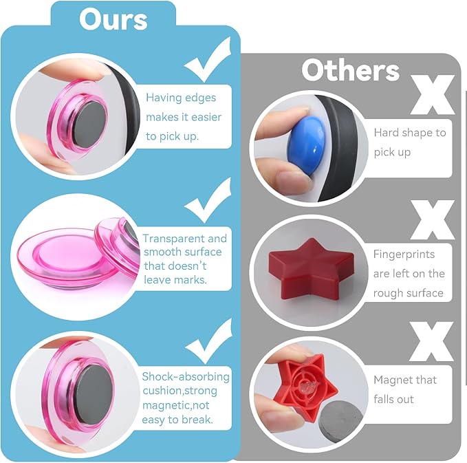 ZDZBLX Fridge Magnets, 28 Pack Magnet Strong Magnets Refrigerator Magnets Small Magnets for Whiteboard, Heavy Duty Magnets Mini Magnets Cute Round Magnets for Fridge, Locker, Classroom, Office (Pink)