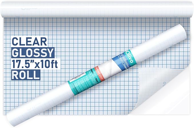 Olivo Clear Contact Paper Roll for Books Crafts 17.5 in x 10 ft Peel and Stick Adhesive Book Cover Plastic Protector