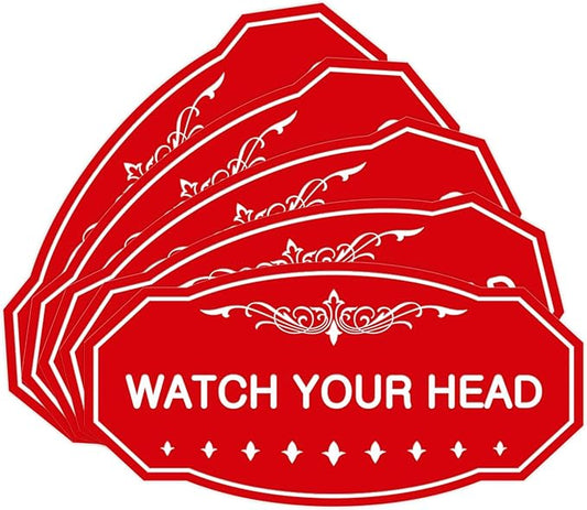 Signs ByLITA Victorian Watch Your Head Sign (Red) - Medium 5 Pack