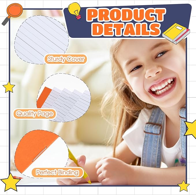 Henoyso 12 Pcs Primary Composition Notebook K-2 9 3/4 x 7 1/2 Inch Primary Journal, Back to School Supplies, Bulk Blank Writing Book for Kid to Write Draw Journal 60 Page Notebooks (Dark Color)