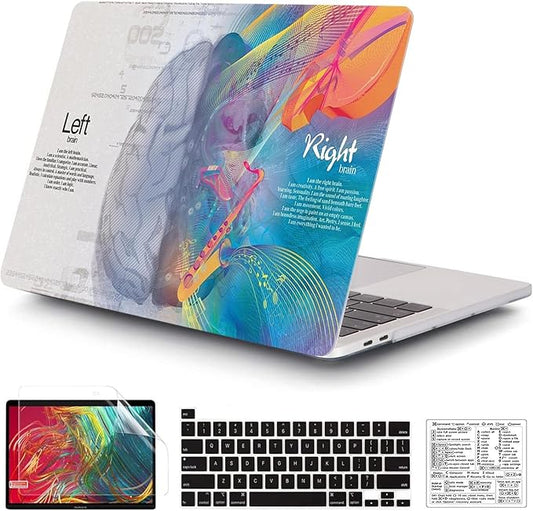 Compatible with MacBook Pro 13 Inch Case M2/M1 2025 2022-2017 A2338 A2289 A2251 A2159 A1989 A1706 A1708 Plastic Hard Shell Case&Keyboard Skin&Mac OS Keyboard Sticker (Music Left Right Brain)