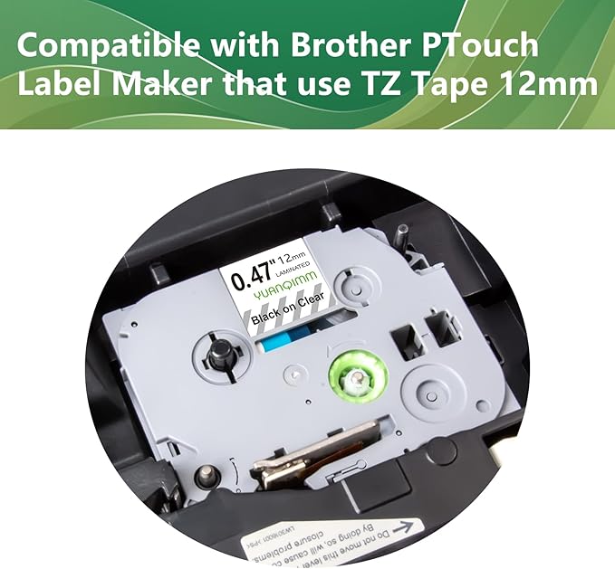 TZe TZ Tape 12mm 0.47 Laminated Clear Label Tape Compatible with Brother TZe-131 TZe131 TZ-131 TZ131 Tape Replacement for Brother Label Maker PTouch PTD210 PTD220 PTD600 PTD410 Printer, 8-Pack