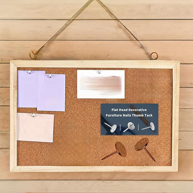 Silver Thumb Tacks, Multipurpose Upholstery Nails, Decorative Nail Heads, and Wall Tacks for Secure Fixing & DIY Projects, 100Pcs