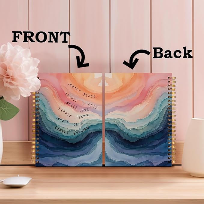 SNNDER Inhale Exhale Mental Health Notebook Journal, Guided Journal for Mental Health, Therapy Journaling Notes Notebook, Psychology Gifts Hardcover Spiral Notebooks 5.5x8.3 Inch