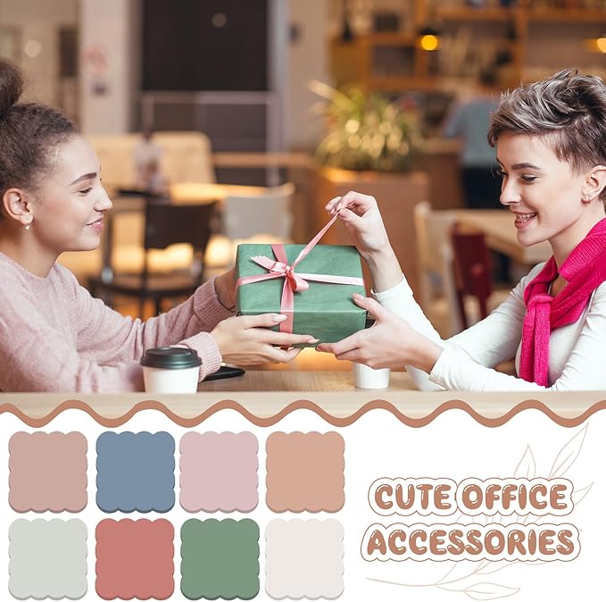 Eaasty 8 Pack Scalloped Sticky Notes Bulk Christmas Cute Self Sticky Note Pads Multi Color Bright Vintage Note Pads or School Office Supplies 240 Sheet (3" X 3",Vintage Color)