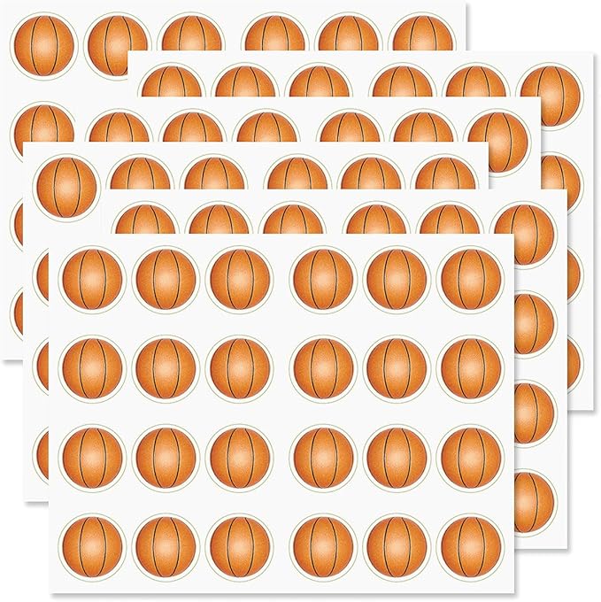 Basketball Personalized Diecut Return Address Labels- Set of 144, 1-1/2" x 1-1/2" Self-Adhesive, Flat-Sheet Labels, by Colorful Images