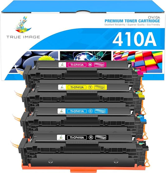 TRUE IMAGE Compatible 410A Toner Cartridge Replacement for HP 410A 410X 410 CF410A CF411A CF412A CF413A Color Laserjet Pro MFP M477fnw M477fdw M477fdn M452dn M452nw M477 Printer (4-Pack)
