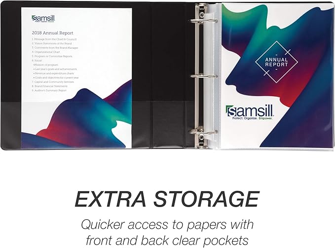 Samsill Durable 2 Inch Binder, Made in the USA, Round Ring Customizable Clear View Binder, Black, 4 Pack (MP48460)