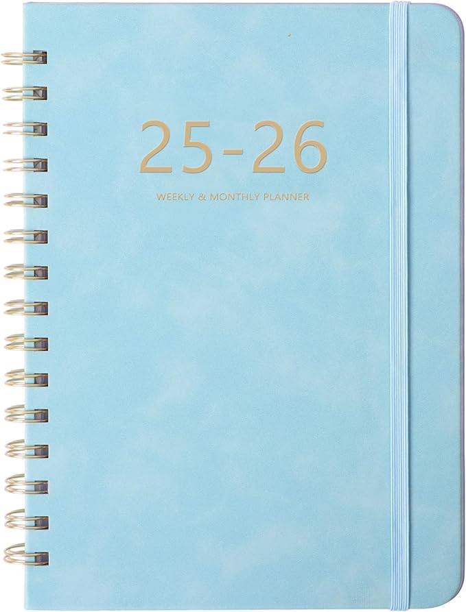 Academic Planner 2025-2026, Weekly and Monthly Calendar Planner, July 2025 - June 2026, 6.4" x 8.5", Faux Leather Cover Yearly Teacher Student Planning Agenda Book with Tabs, Pocket, Notes(Blue)