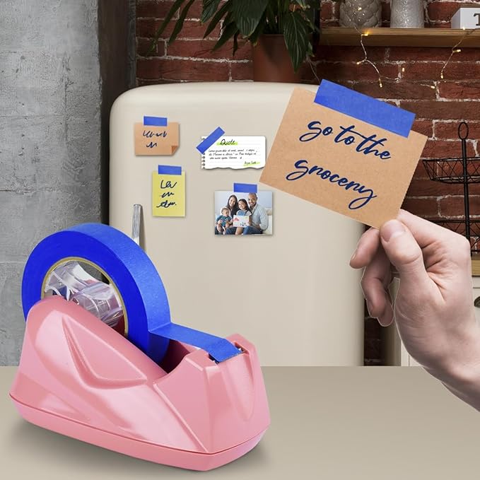 Acrimet Premium Desktop Tape Dispenser Jumbo, Plastic, Non-Skid Base (Heavy Duty) (Pink Color)