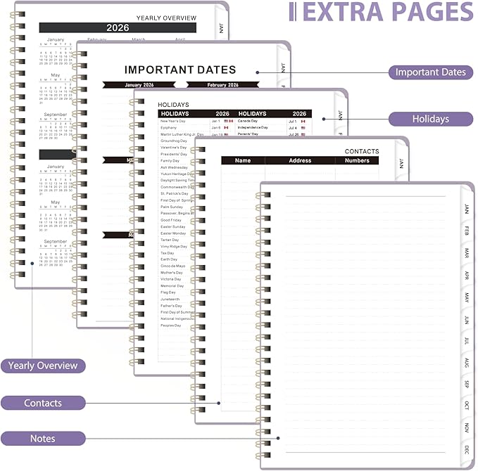 2026 Planner, Weekly and Monthly Calendar Planning Agenda, Jan 2026 - Dec 2026, Academic Planner Book, Desk Accessories and Office Supplies for women & men - A5 (6.3'' x 8.5'')