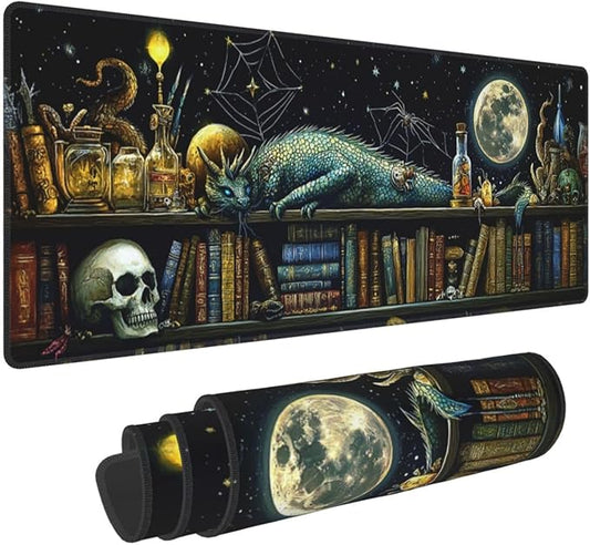 Dragon Mystical Mouse Pad 31.5 X 11.8 Inch Big Desk Rubber Base Stitched Edges Keyboard Pad XXL Mouse Mat for Home Game and Office