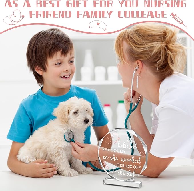 Yulejo Nurse Gifts for RN Christmas Nurses Gifts for Women Nurses Week Gifts Nurse's Day Appreciation Gift Crystal Table Centerpieces Nursing Keepsakes Paperweight for Doctor School Decor (Octagon)