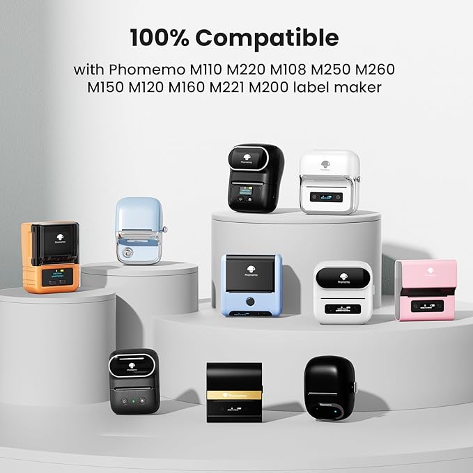 Phomemo 690 PCs Thermal Label - 1.57'' x 1.18'' (40x30mm) Labels Tape for M110/M220/M108/M250/M260/M120/M200/M221/M150/M160 Label Maker, Multipurpose Barcode Stickers, 230 Pcs/Roll
