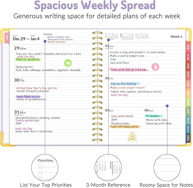 2026 Planner, Forvencer Calendar Planner Weekly and Monthly, January 2026-December 2026, 8.5" X 11", Hardcover Agenda Book with Tabs, Cute Daily Journal Planning with Inner Pocket, Home College Organizer Notebook for Office School Supplies, A4, Navy Blue