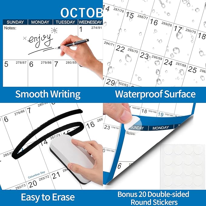 2025-2026 Wall Calendar 24" x 36" Dry Erase Calendar for Wall from July 2025 to June 2026 12 Month Annual Large Yearly Wall Planner for Office School(Blue)