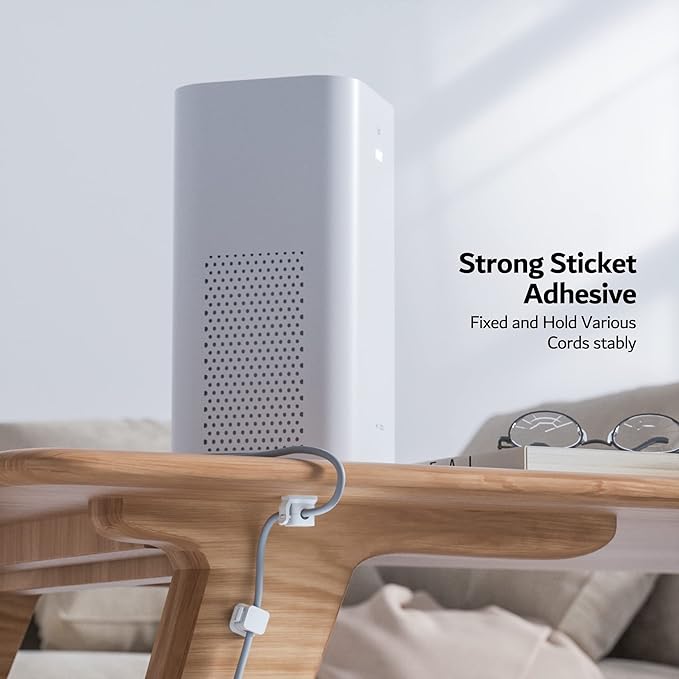 PZOZ 6 Pack Cord Organizer, Adhesive Charger Cable Clips, Wire Holder Keeper Organizer, Charging USB Cable Management for Home Office Desk Phone Car Wall Desktop Nightstand (White)