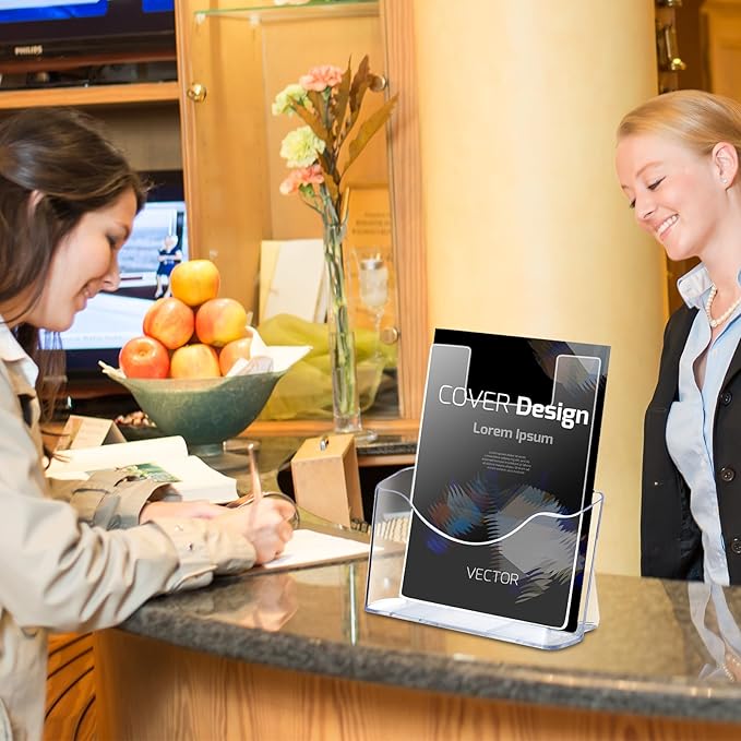 8'' x 10'' Clear Acrylic Literature Shield for 8. 5'' x 11'' Brochure Magazine Holders Clear Brochure Holders Shield to Keep Papers from Falling Forward for Marketing Store Shopping Office(6 Pcs)