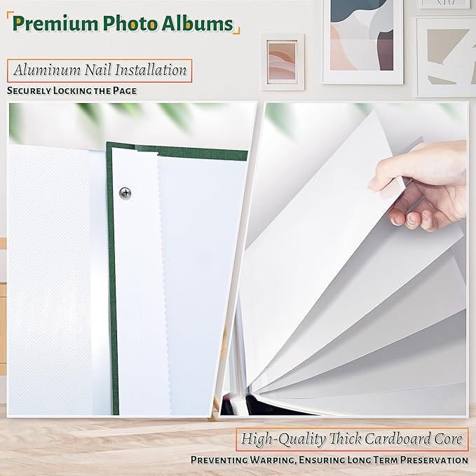 Photo Album Self Adhesive Scrapbook,120 Pages Large Photo Book for 4x6,5x7,8x10 Pictures,DIY Album for Baby Wedding Family Travel Birthday,with Metallic Pen and Scraper