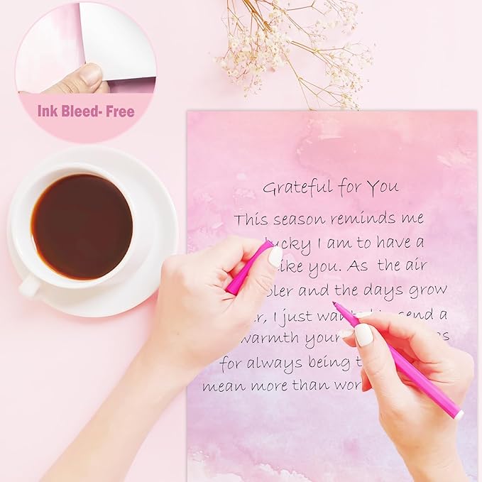 250Pcs Watercolor Stationery Paper and Envelope Set with 100 Letterhead Papers and 50 Envelopes, 10 Design for Letter Writing Invitations Computer Holidays Party Notes, 8.5x11 Inch-Aesthetic