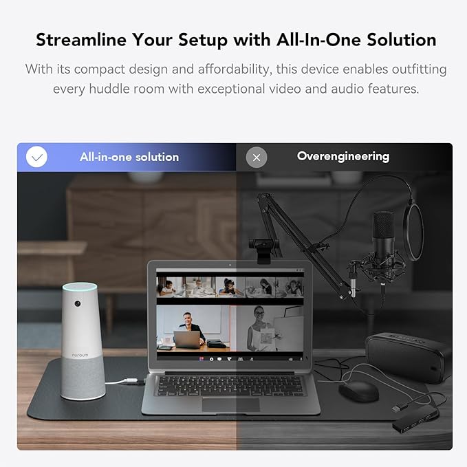 NUROUM C20(2nd Gen) HD Conference Webcam, 1080P Video Conferencing Camera with Microphone and Speaker, All in One Computer Camera for Desktop, 13ft Voice Pickup, AI Noise-Cancellation, USB Plug&Play