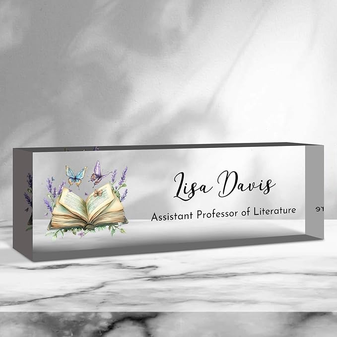 Teacher Desk Name Plate Personalized, Custom Name Plate for Desk, Acrylic Desktop Accessories, Office Gift & Decor for Women Men, Teacher Nurse Boss Employee Appreciation Gifts