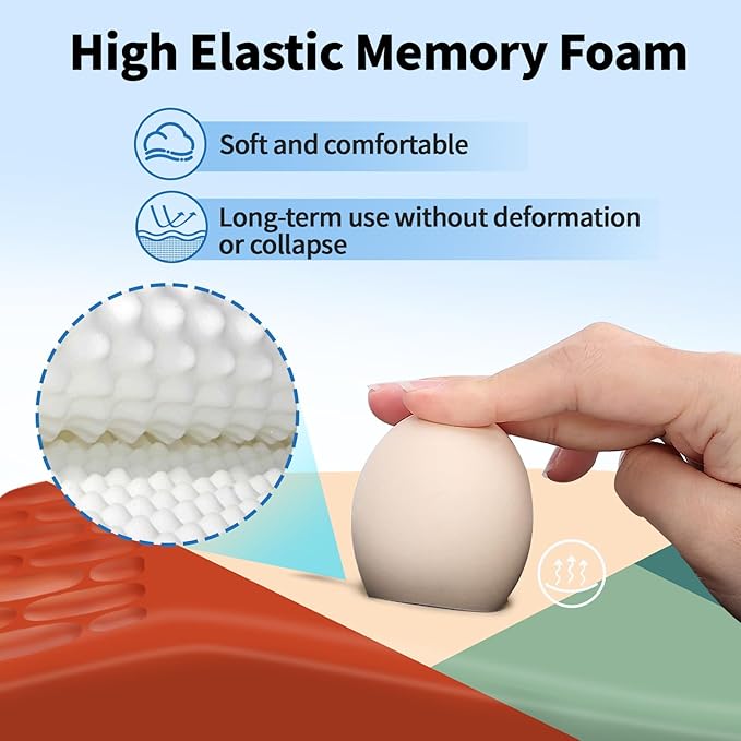 YIWEI Ergonomic Mouse Pad with Wrist Rest Support, Mousepad with Comfortable Memory Foam Wrist Rest and Non-Slip PU Base for Pain Relief, Computer, Laptop, Office, Home (Blocks)