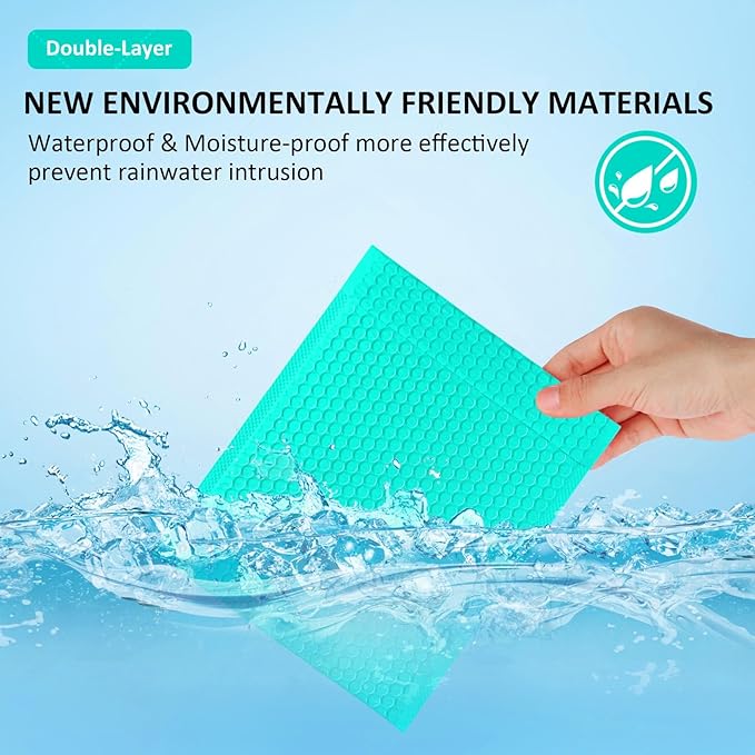 Bubble Mailers 4x10" 100 Pack and 24PCS Fragile Stickers Bright Teal Thick Waterproof Padded Poly Envelopes Small Bubble Wrap Mailers Self Seal Shipping Bag for Mailing Jewelry Makeup Small Business#0