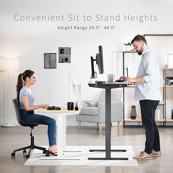VIVO Electric 43 x 24 in Standing Desk, Memory Height Adjustment, 1B Series, One-Piece Dark Gray Top, Gray Frame, DESK-KIT-1G4G