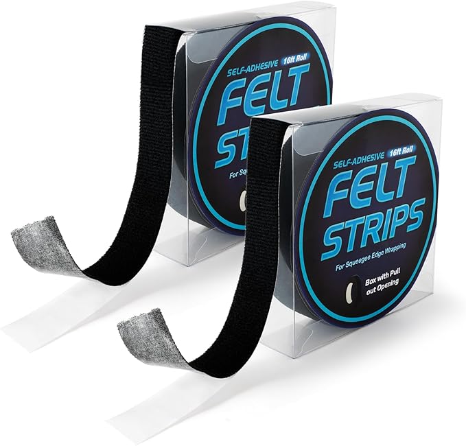 EHDIS 2 Roll Self-Adhesive Felt Strips Tape Customizable Uncut Wrap Squeegee Buffer for Squeegee Edge Wrapping, 1” Inch x 16 ft Roll, Furniture Scuff Pads to Protect Floor (Black)