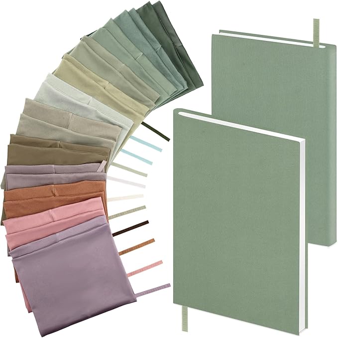 PerKoop 12 Pcs Jumbo Book Covers Stretchable Fabric School Book Protector Reusable Washable Cover Protector for Most Hardcover Textbooks(Morandi Color,6 x 9 Inch)