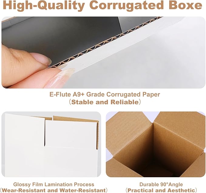 Shipping Boxes,3.5x3.5x3.5 inches 6 PCS Small Shipping Boxes,White Corrugated Cardboard Boxes for Packing, Mailing, Moving,Gifts & Storage,Heavy-Duty