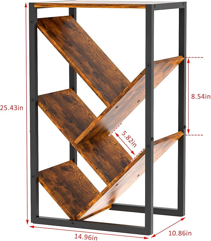 Small Bookcase - 5 Tier Tree Bookshelf with EVA Pads, Book Shelf for Small Spaces Bookshelves Wooden Book Storage Organizer Shelves for Hardcover Books Bedroom Living Room