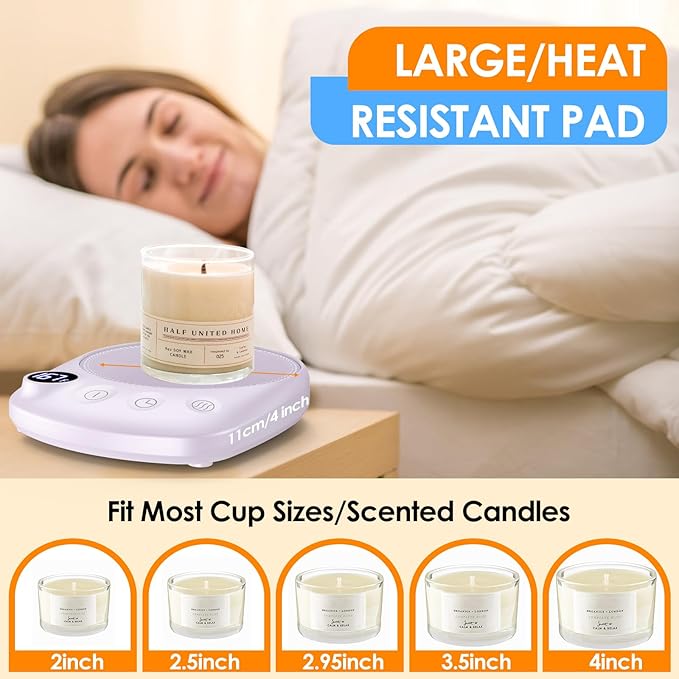 Coffee Mug Warmer - Fastest Heating & Highest Temperature, Coffee Cup Warmer for Desk Auto Shut Off, 4 Temp Settings & 1-12H Timer, Smart Electric Beverage Warmer for Coffee, Tea (Purple)